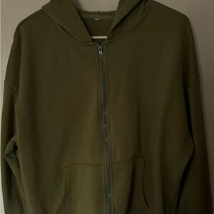 Olive Green Zip-Up Hoodie